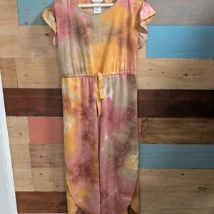 Bonnie Jean Pink Yellow Tie-Dye Jumpsuit Romper